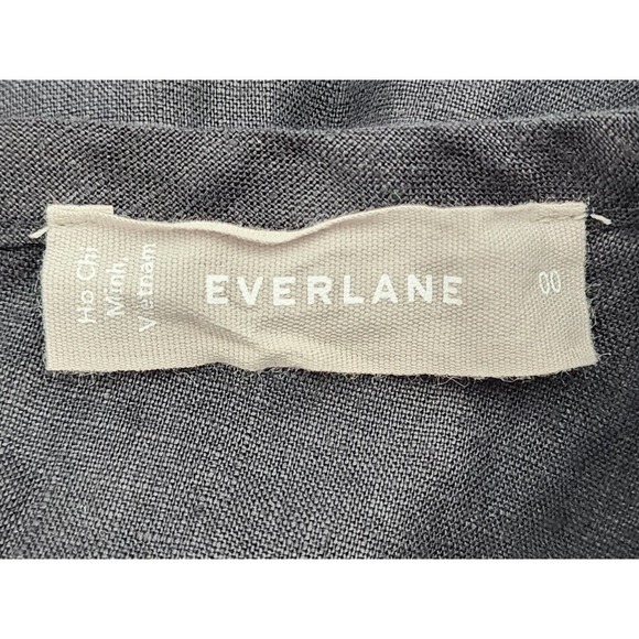 Everlane The Linen Open Back Dress Black Sleeveless Tiered Midi Size 00 NWT - Picture 10 of 12